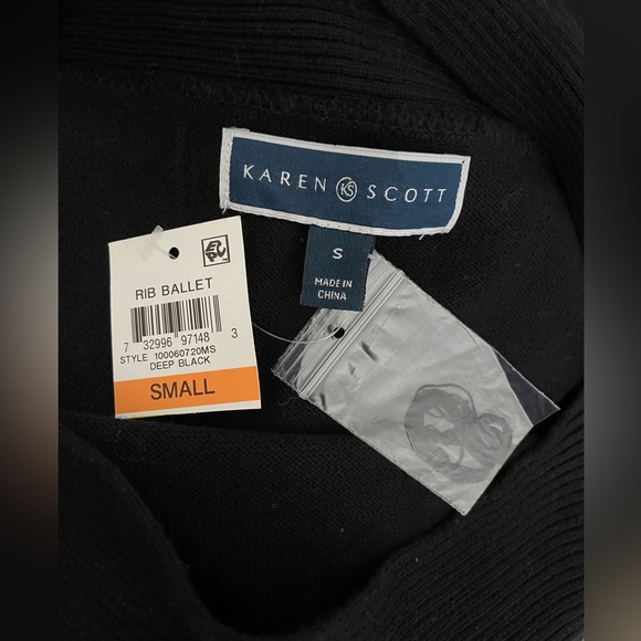 NEW Karen Scott Black Boat neckline Sweater Top Size S 3/4 Sleeves - Picture 4 of 6